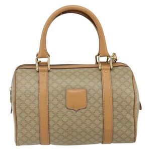 Celine Boston Triomphe Coated Canvas Beige Pvc Handbag
